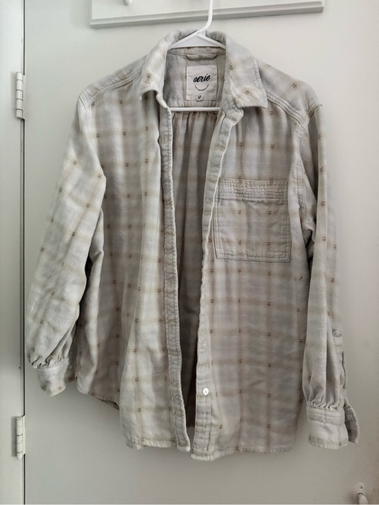 aerie Tops - aerie Women’s Anytime Fave Flannel Button Down in Muslin, Size S